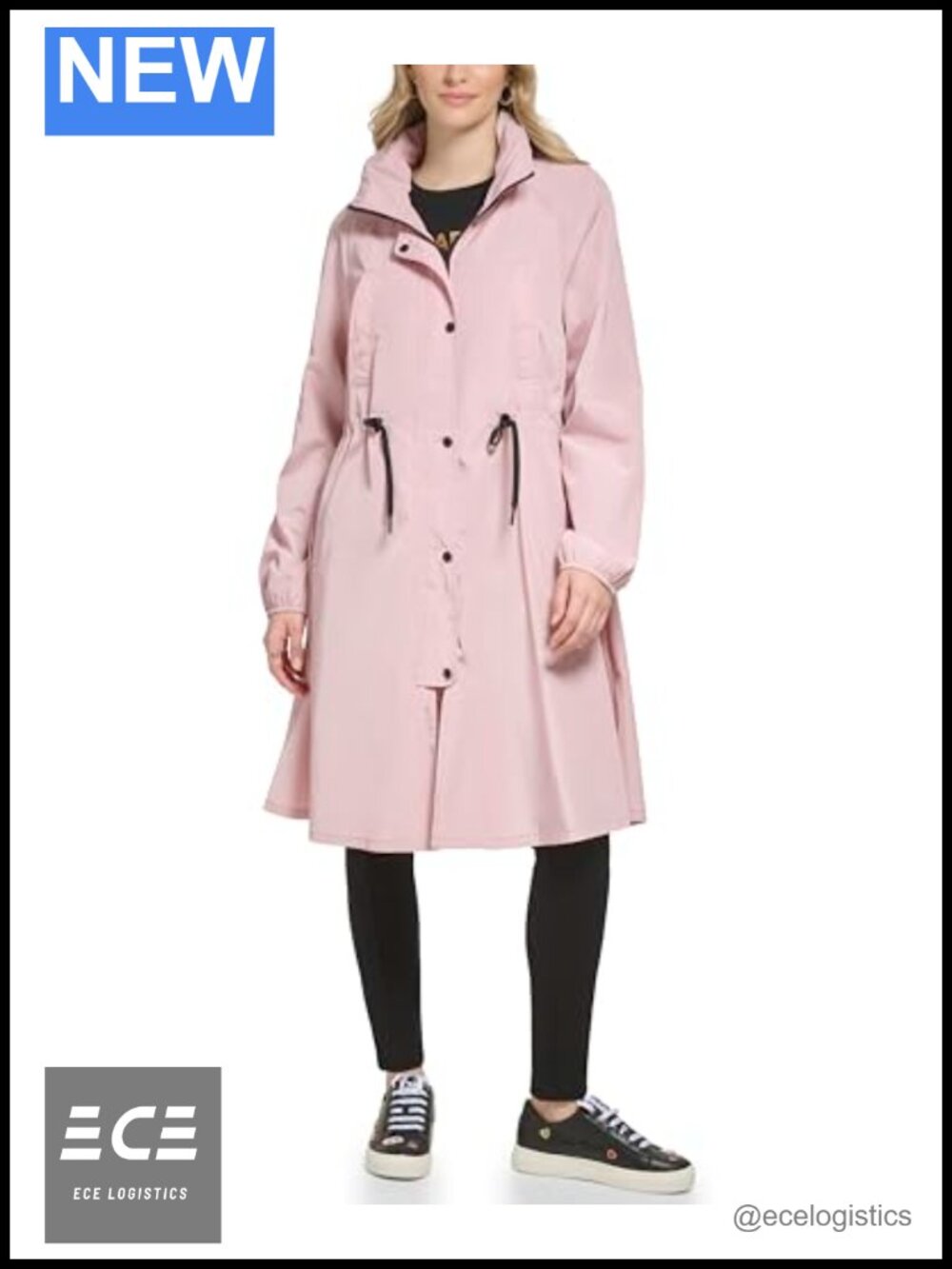 Belted Trench Coat Long Sleeve Anorak Windbreaker Rain Wear Durable